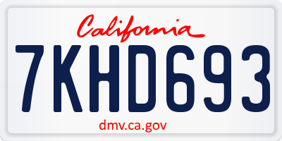CA license plate 7KHD693