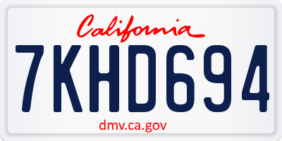 CA license plate 7KHD694