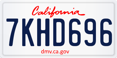 CA license plate 7KHD696