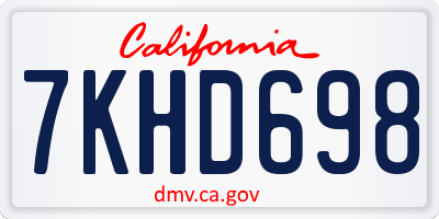 CA license plate 7KHD698