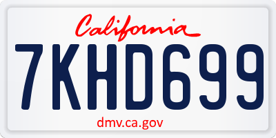 CA license plate 7KHD699