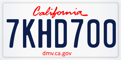 CA license plate 7KHD700