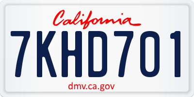 CA license plate 7KHD701