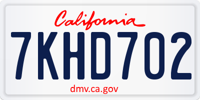 CA license plate 7KHD702