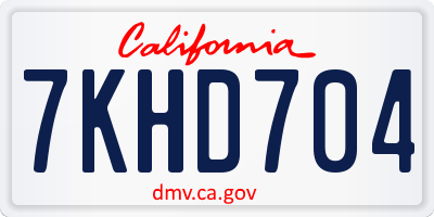 CA license plate 7KHD704