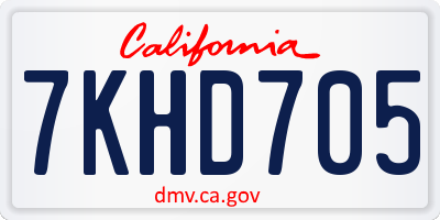 CA license plate 7KHD705