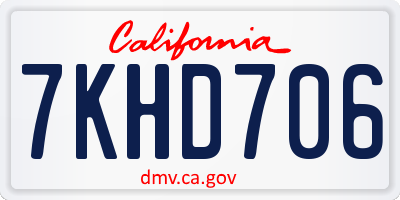 CA license plate 7KHD706