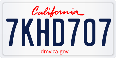 CA license plate 7KHD707