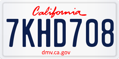 CA license plate 7KHD708