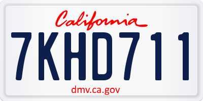 CA license plate 7KHD711