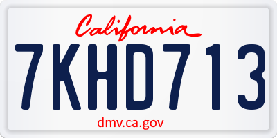 CA license plate 7KHD713