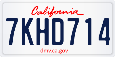 CA license plate 7KHD714