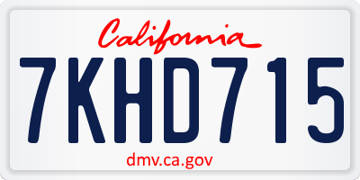 CA license plate 7KHD715