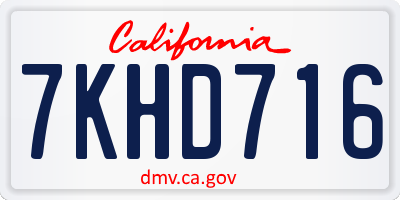 CA license plate 7KHD716