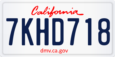 CA license plate 7KHD718