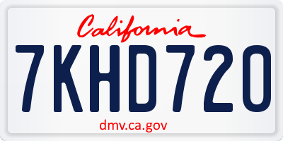 CA license plate 7KHD720