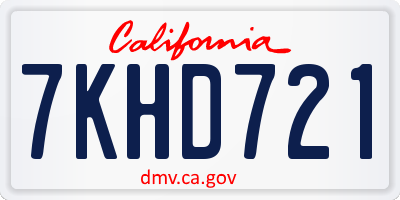 CA license plate 7KHD721