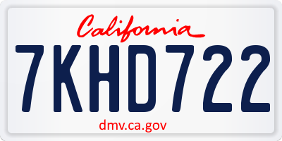 CA license plate 7KHD722