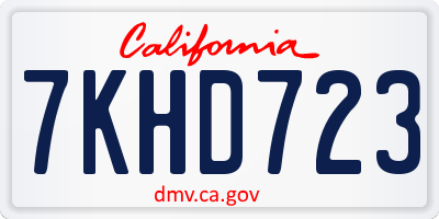 CA license plate 7KHD723