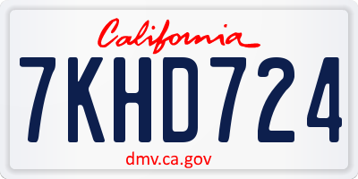 CA license plate 7KHD724