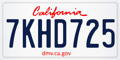 CA license plate 7KHD725