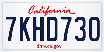 CA license plate 7KHD730