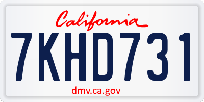 CA license plate 7KHD731