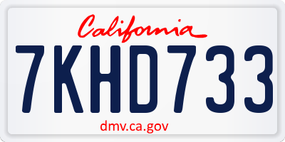 CA license plate 7KHD733