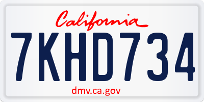 CA license plate 7KHD734