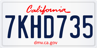 CA license plate 7KHD735