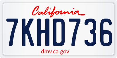 CA license plate 7KHD736