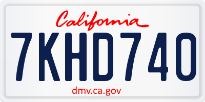 CA license plate 7KHD740