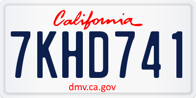 CA license plate 7KHD741