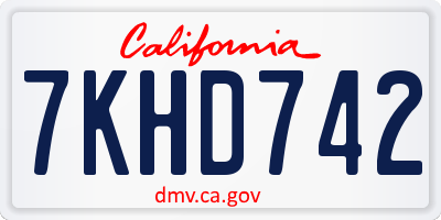 CA license plate 7KHD742
