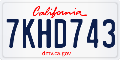 CA license plate 7KHD743