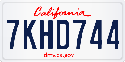 CA license plate 7KHD744