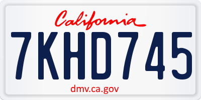 CA license plate 7KHD745