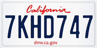 CA license plate 7KHD747