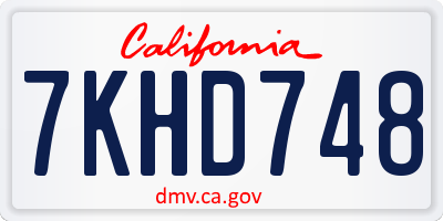 CA license plate 7KHD748