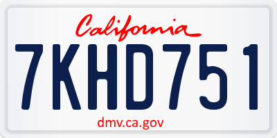 CA license plate 7KHD751