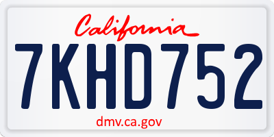 CA license plate 7KHD752