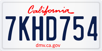 CA license plate 7KHD754