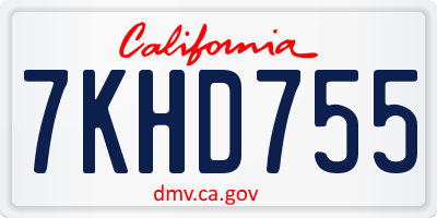 CA license plate 7KHD755