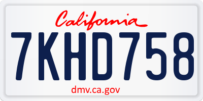 CA license plate 7KHD758