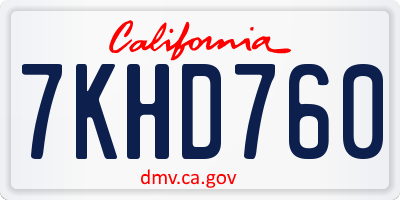 CA license plate 7KHD760