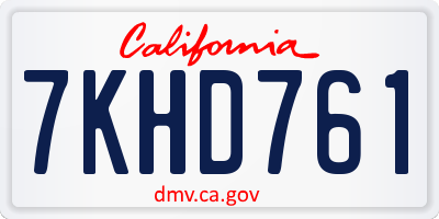 CA license plate 7KHD761