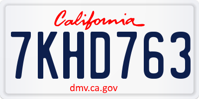 CA license plate 7KHD763