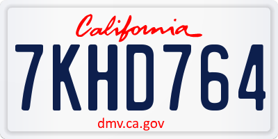CA license plate 7KHD764