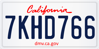 CA license plate 7KHD766