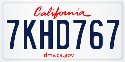 CA license plate 7KHD767